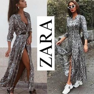 ZARA MAXI SNAKE PRINT SHIRT DRESS ANIMAL  BLOGGERES FAVORITE
